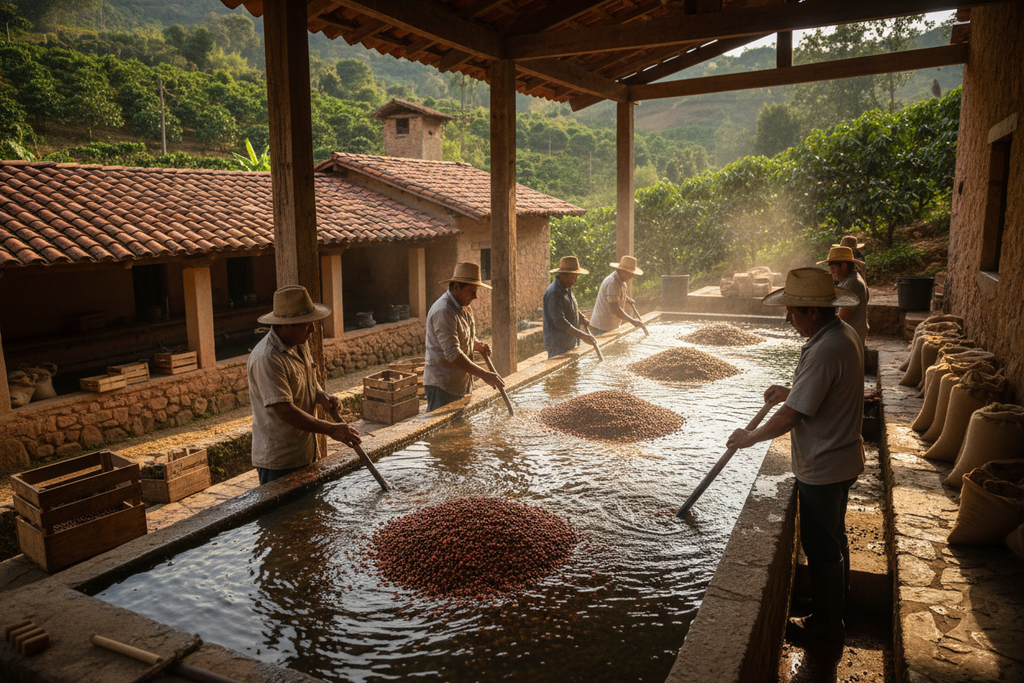 Café artesanal en proceso de beneficio húmedo